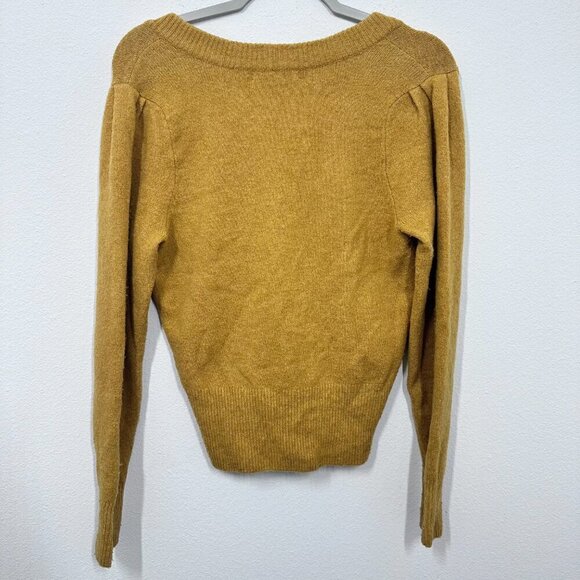 Madewell V-Neck Sweater Coziest Yarn Heather Mustard Saffron Golden Yellow XS - Picture 3 of 7